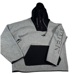 VTG EBTEK‎ Eddie Bauer Men M Pullover Fleece Hoodie Gray Black Gorpcore USA 90s